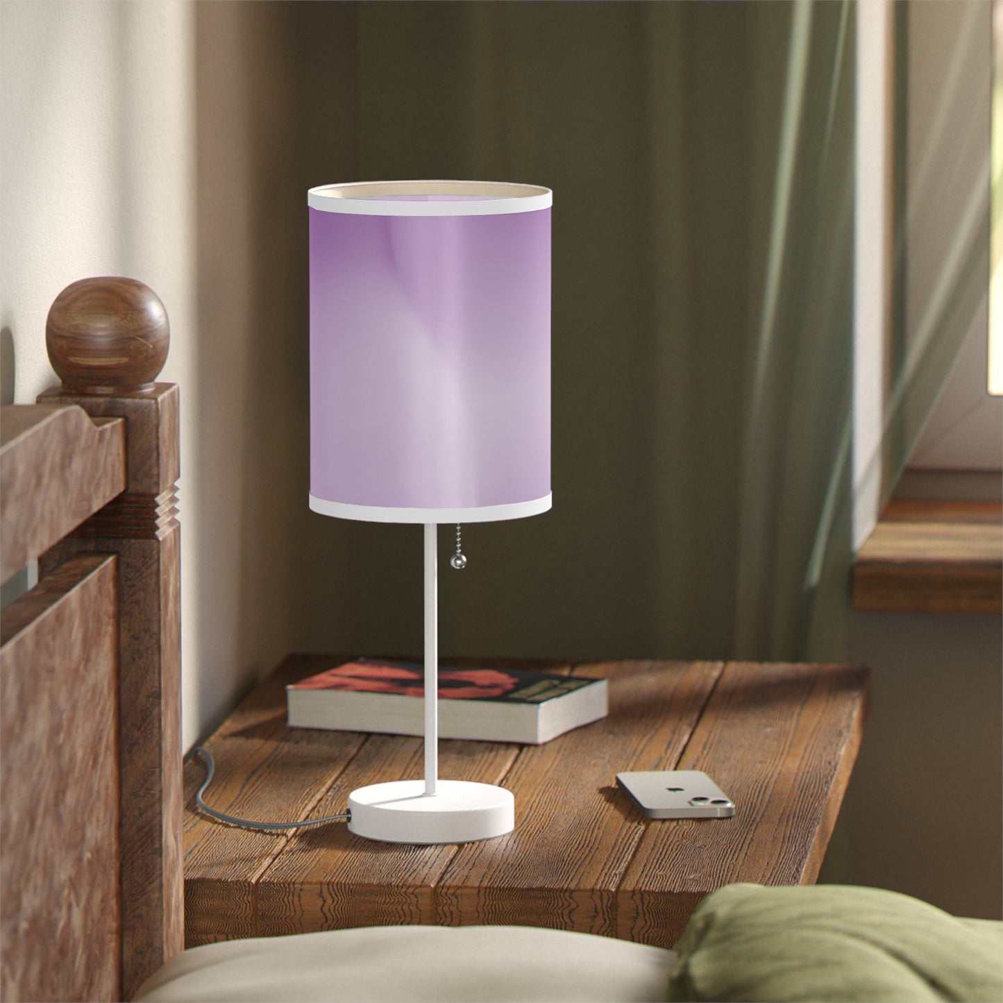 Soft Lavender Fade Table Lamp on a White or Silver Stand, US|CA plug