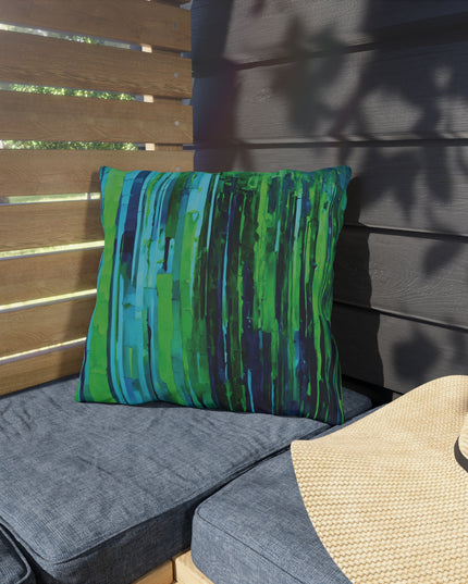 Striped Blue Green Pastel 16" x 16" Outdoor Pillow