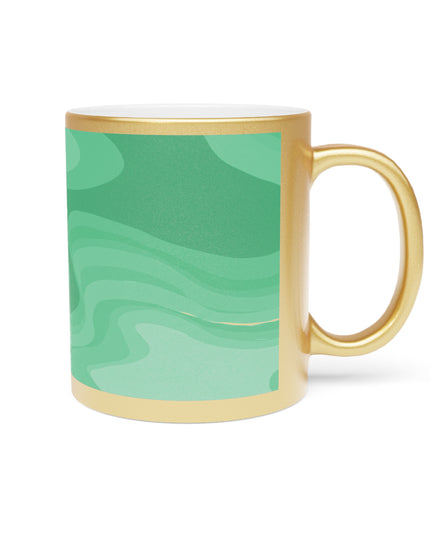Mint Green Wavey 11 oz Metallic Mug (Silver\Gold)