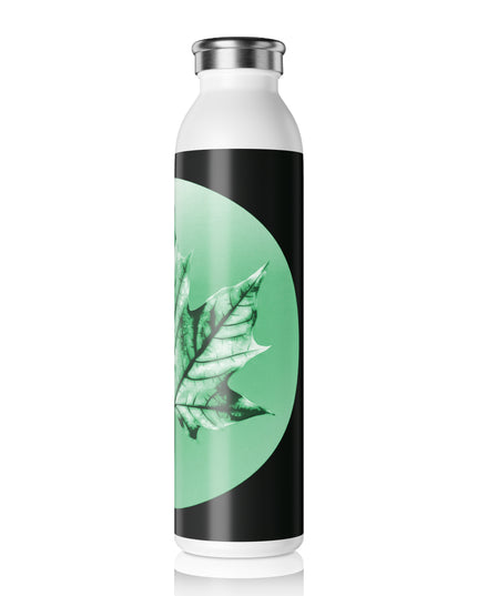Mint Green Maple Leaf Slim Water Bottle, 20 oz White
