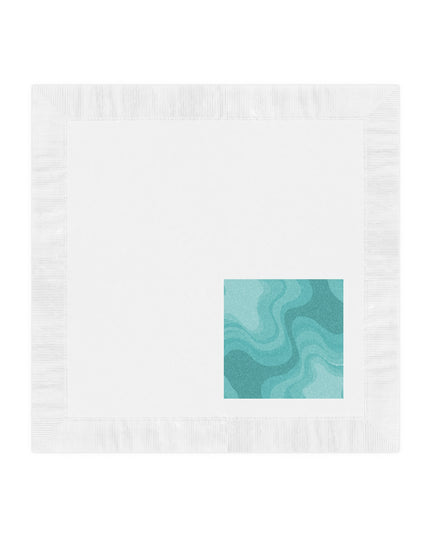 Tif Green Wavey White Coined Napkins, 4.8" x 4.8"