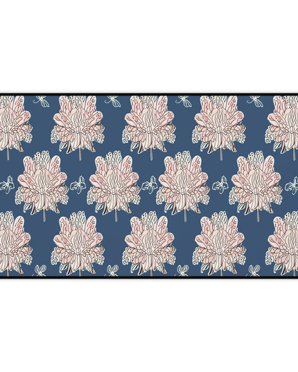 Rose White Floral Butterflies 12" x 22" Desk Mat