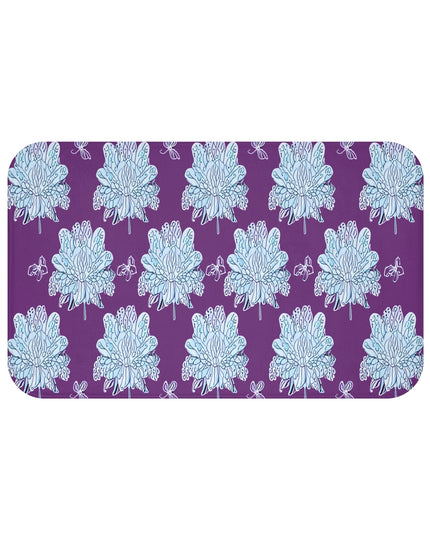 Blue Floral Butterflies 34" x 21" Bath Mat