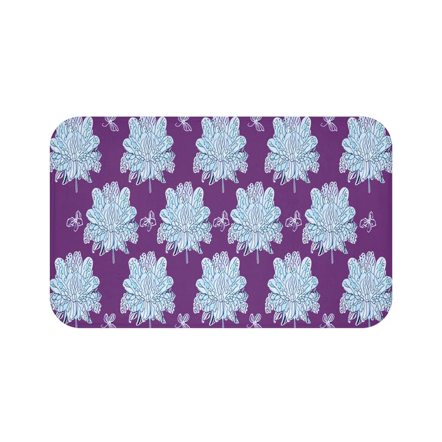 Blue Floral Butterflies 34" x 21" Bath Mat
