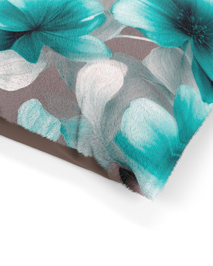 Tif Green Gray Floral Bunch Pet Bed, 40" × 30"