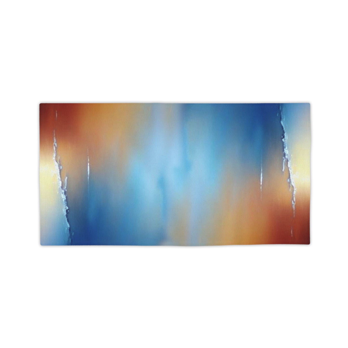 Blue Sea Red Orange Fog Beach Towel, 24" x 44"
