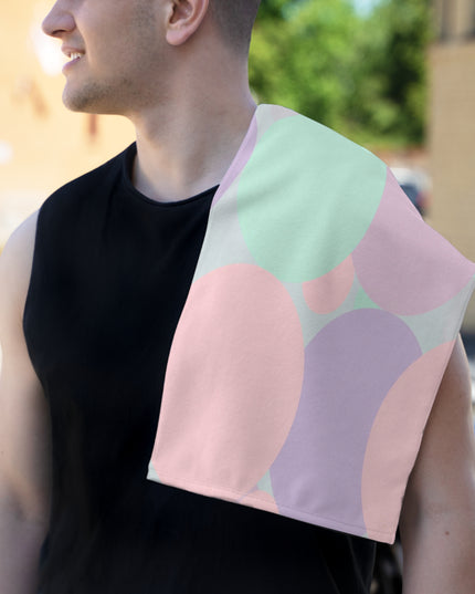 Pastel Peach and Soft Green Patches Rally Towel, 11" x 18"