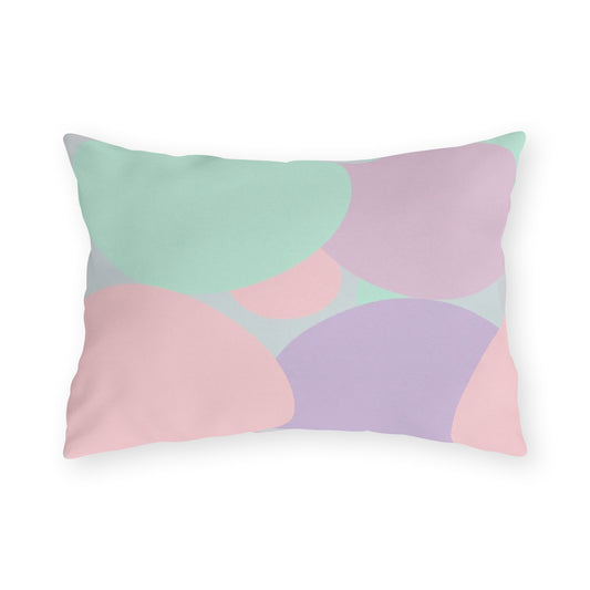 Pastel Peach and Soft Green Patches 20" x 14" Outdoor Pillow