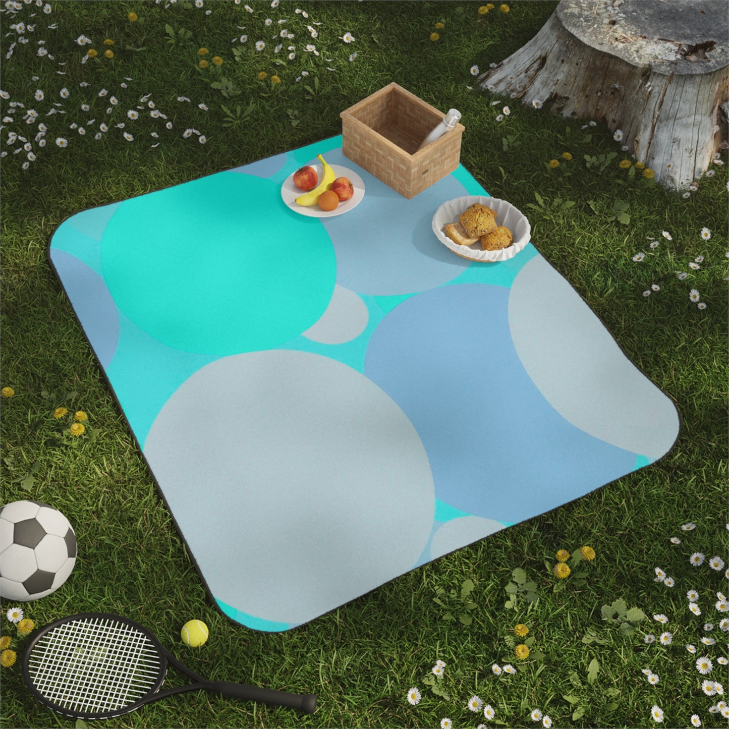 Pastel Tan and Tif Patches 61" × 51" Picnic Blanket