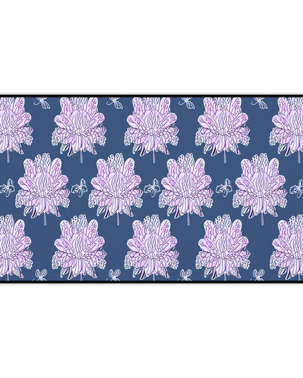 Purple White Floral Butterflies 12" x 22" Desk Mat
