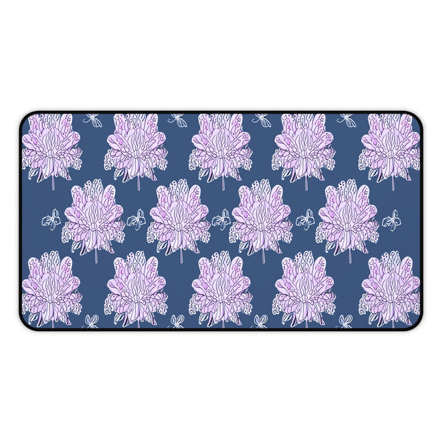 Purple White Floral Butterflies 12" x 22" Desk Mat