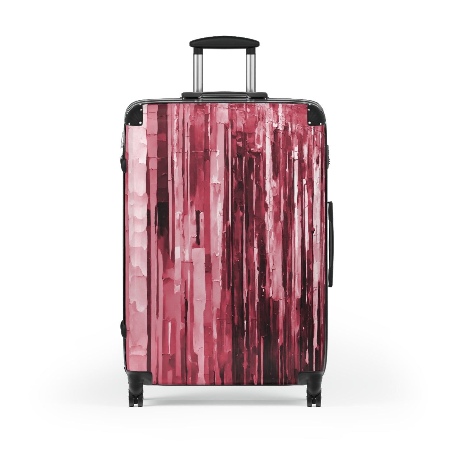 Striped Ruby Large Suitcase with built in lock, 4 double-wheels, telescopic handle, and ABS back hard-shell