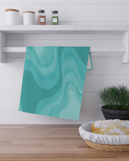 Tif Green Wavey Tea Towels (cotton, poly), 18" x "30