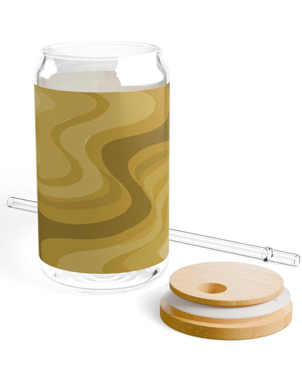 Brown Wavey Sipper Glass, 16oz