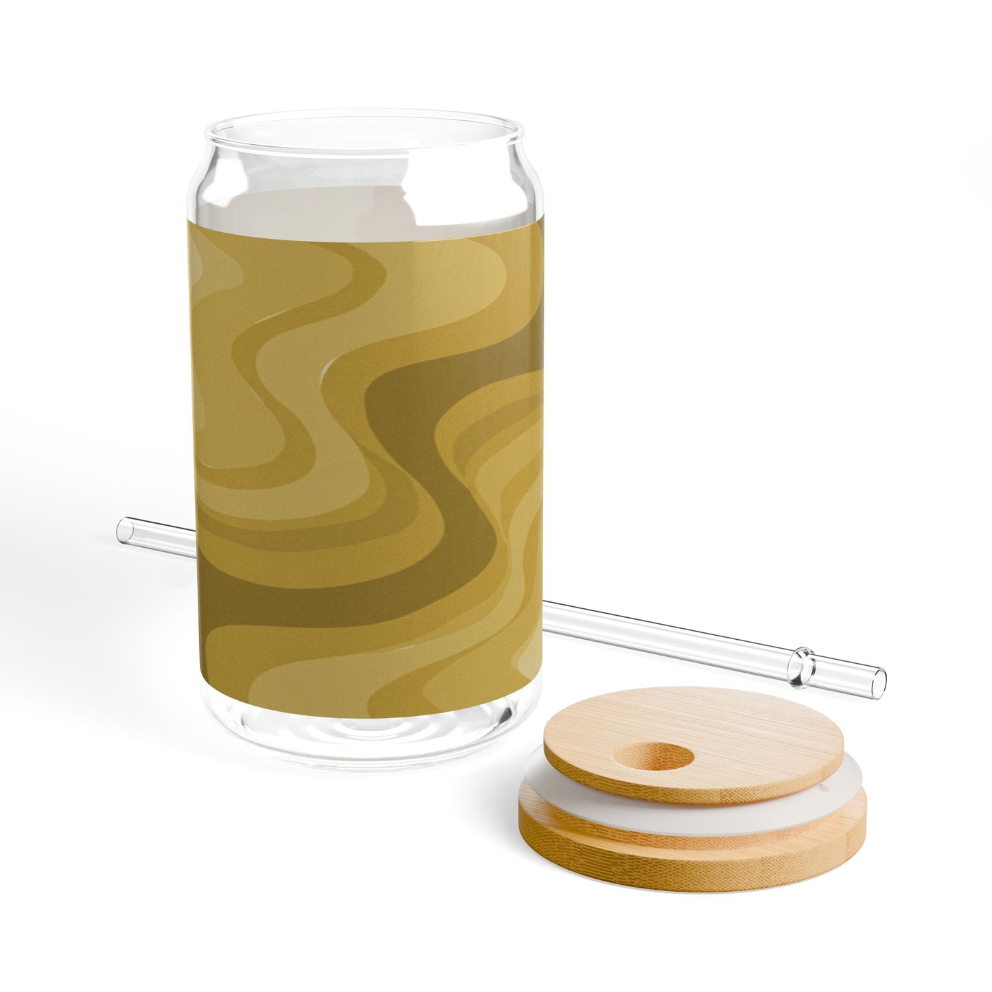 Brown Wavey Sipper Glass, 16oz