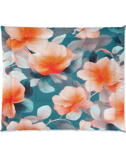 Orange Blossom Floral Bunch Comforter, 104" × 88"