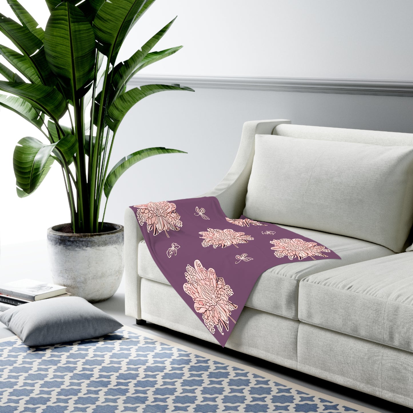 Pink Floral Butterflies Baby Swaddle 30″×40″ Blanket