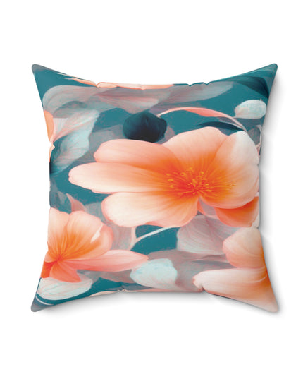 Orange Blossom Floral Bunch Faux Suede Square Pillow, 18" x 18"