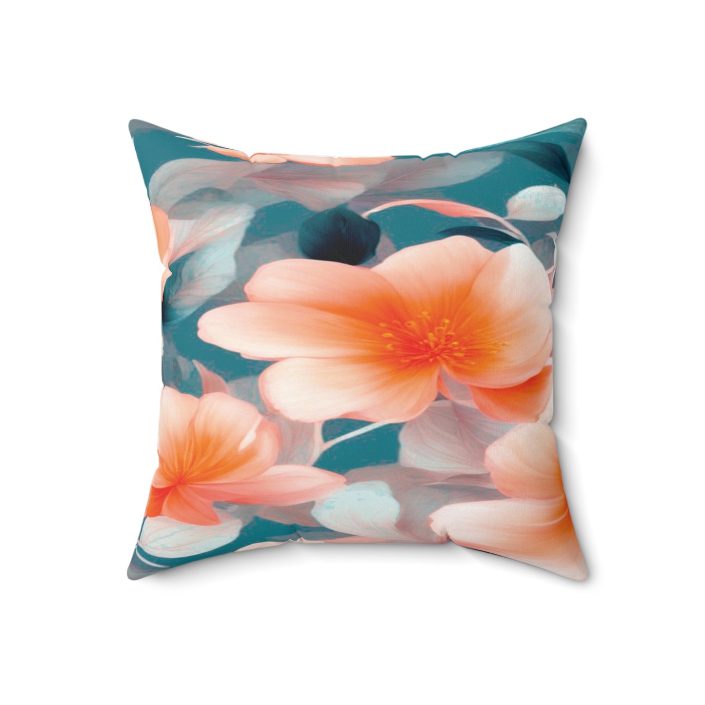 Orange Blossom Floral Bunch Faux Suede Square Pillow, 18" x 18"