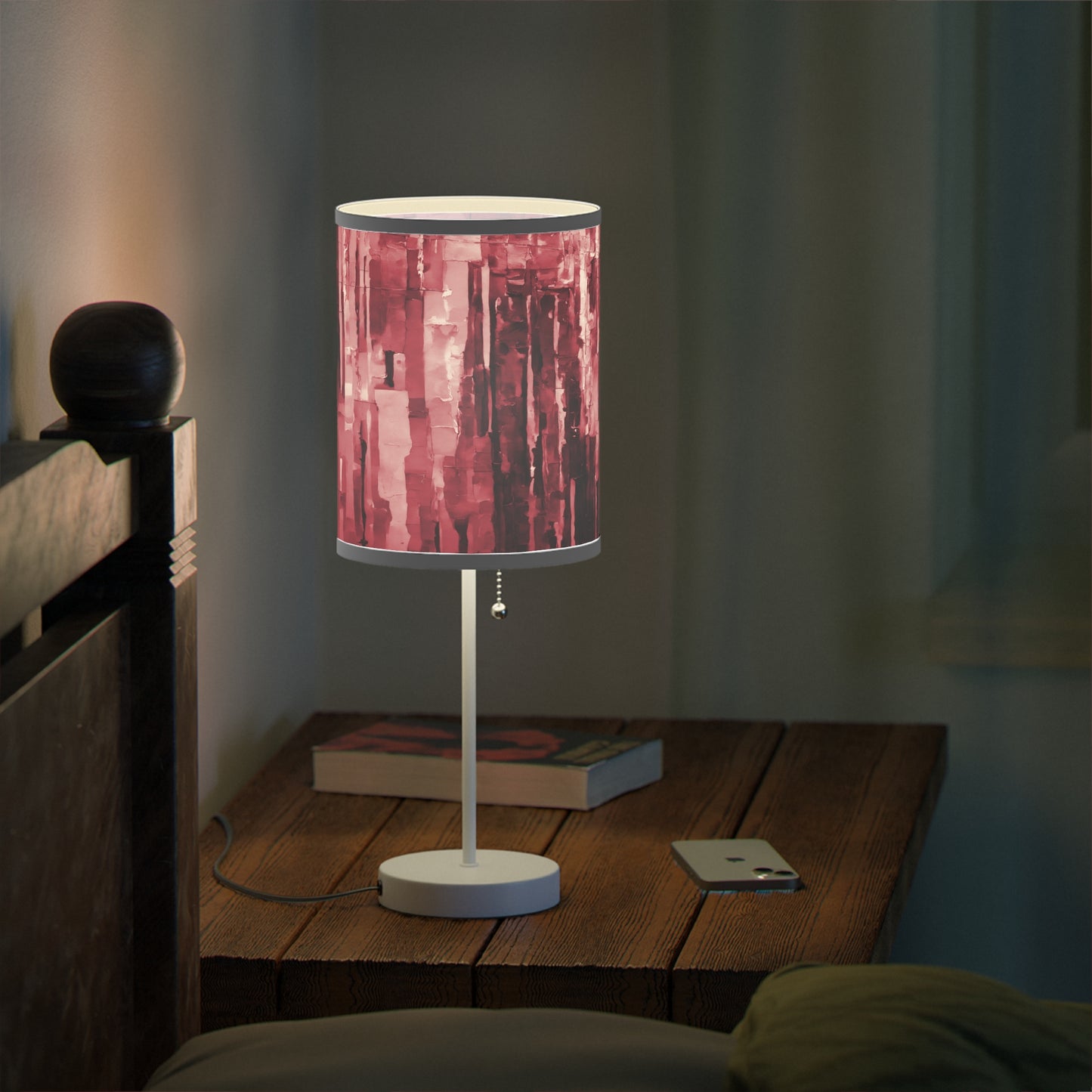 Striped Ruby Table Lamp on a White or Silver Stand, US|CA plug