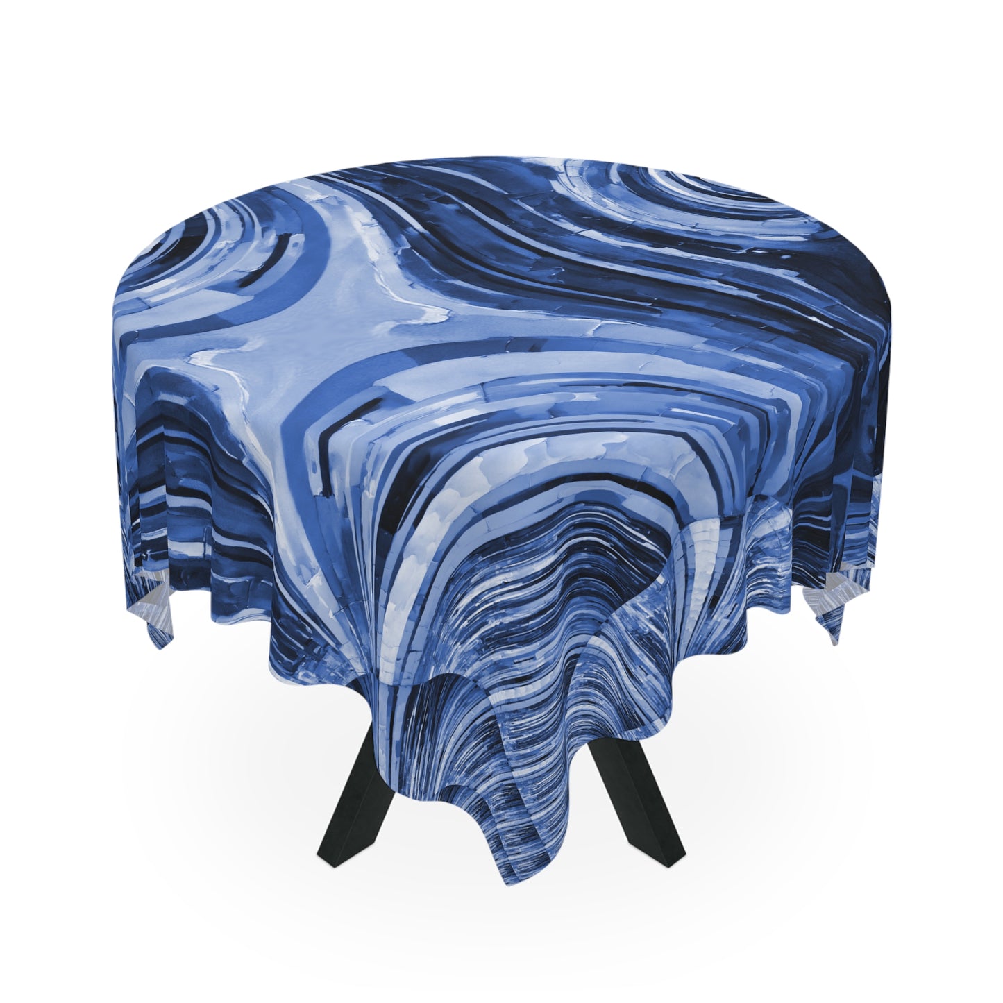 Uzi Spiral Deep Blue Tablecloth, 55" x 55"