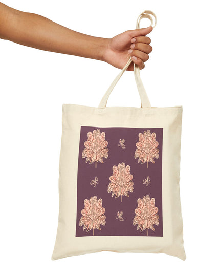 Pink Floral Butterflies Cotton Canvas Tote Bag