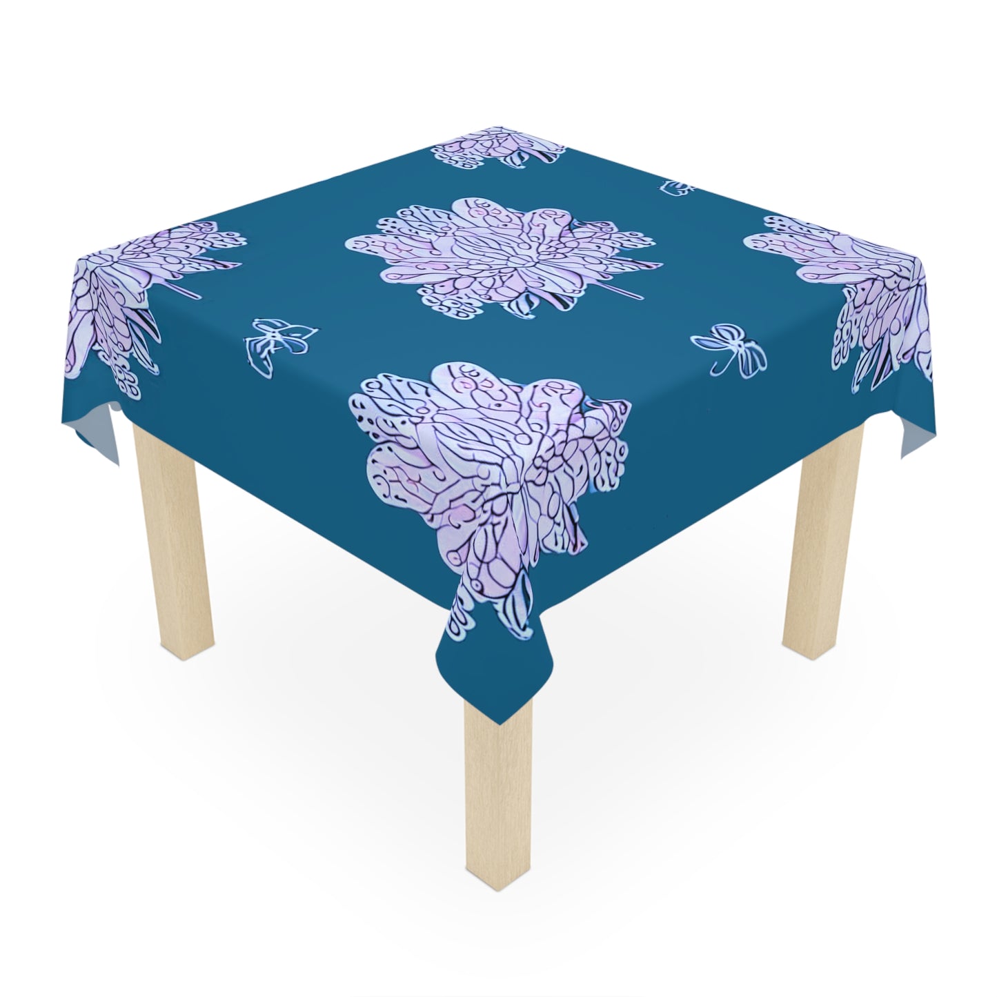 Lavender Floral Butterflies Tablecloth, 55" x 55"