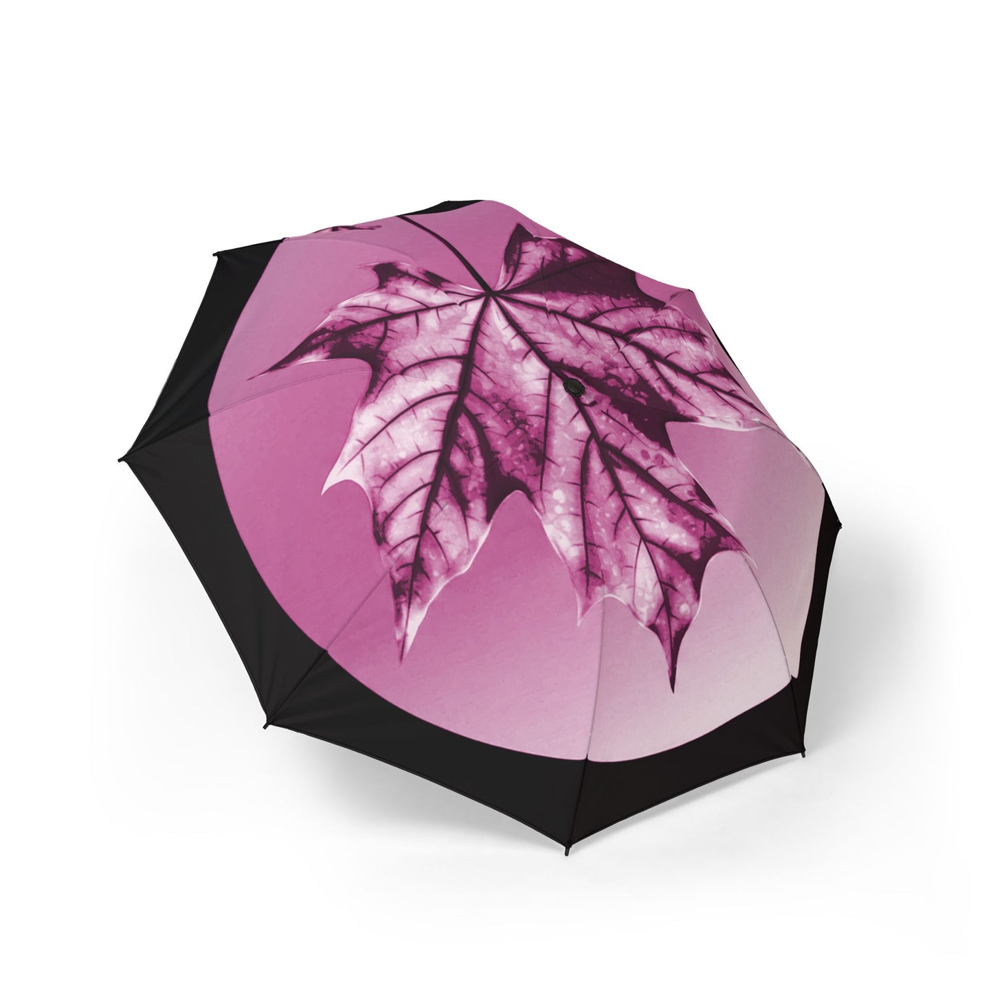 Magenta Maple Leaf Foldable Umbrella - Compact & Chic