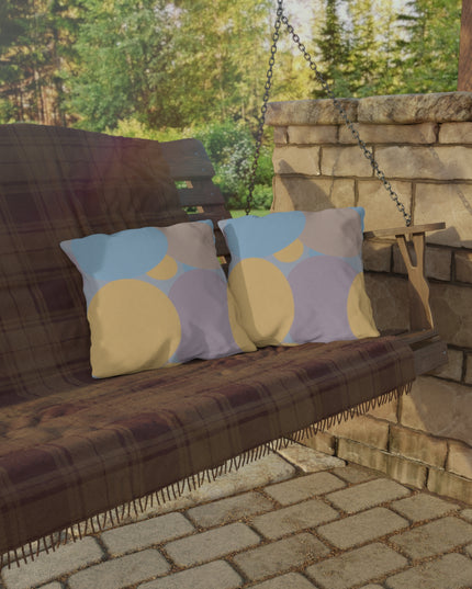 Pastel Baby Blue and Peach Patches 16" x 16" Outdoor Pillows