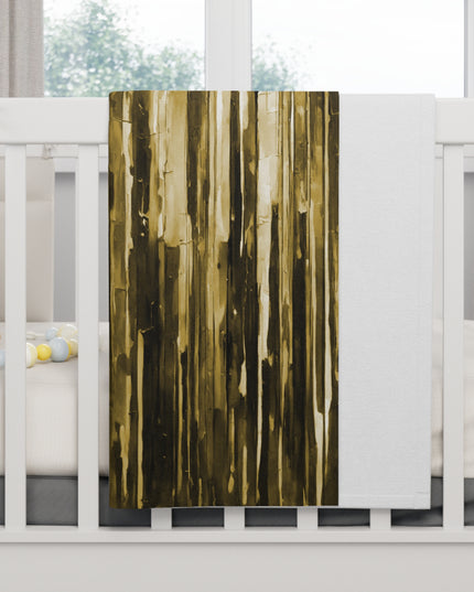 Striped Light Brown Soft Fleece Baby Blanket, 30" x 40"