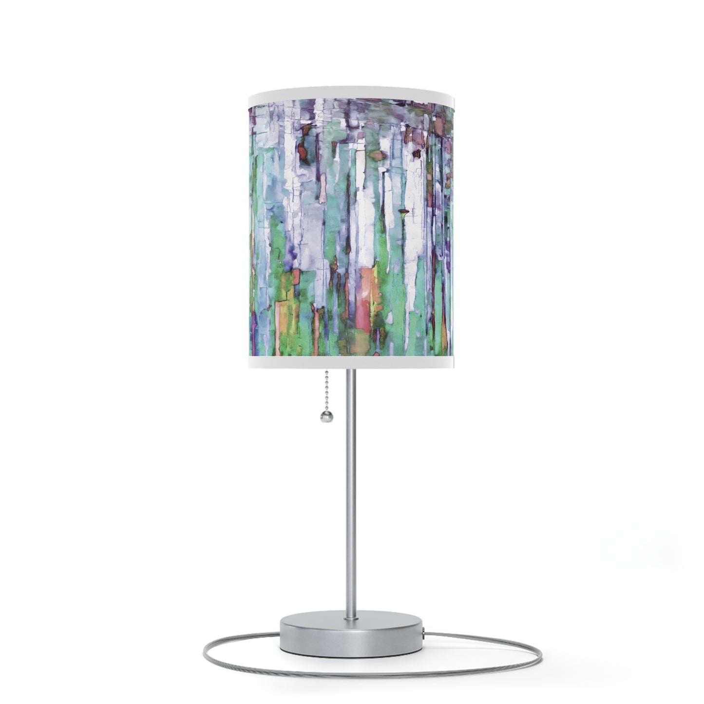 Striped Pastels Table Lamp on a White or Silver Stand, US|CA plug