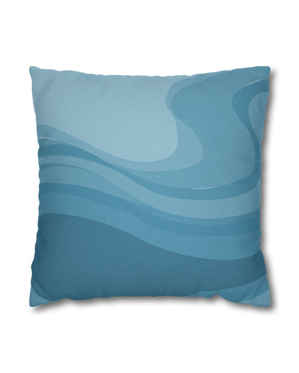 Sky Blue Wavey Spun Polyester Square Pillowcase, 14" x 14"
