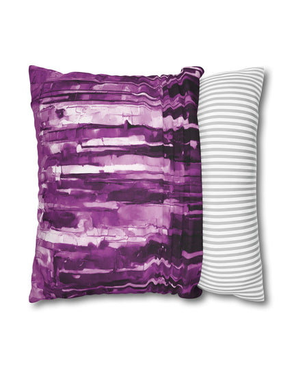 Striped Powder Lavender Spun Polyester Square Pillowcase, 14" x 14"