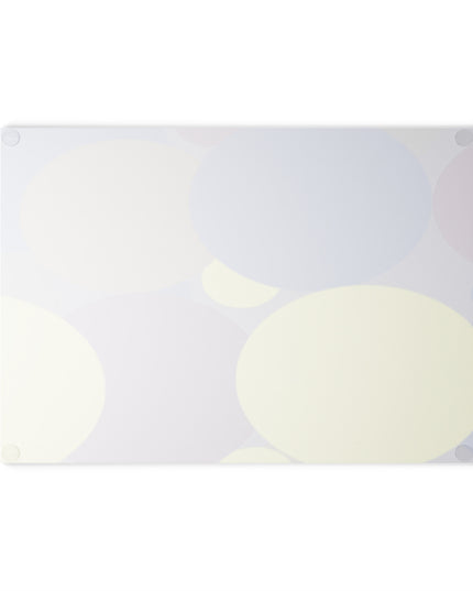 Pastel Soft Blue and Soft White Patches 8" x 11" Glass Cutting Board