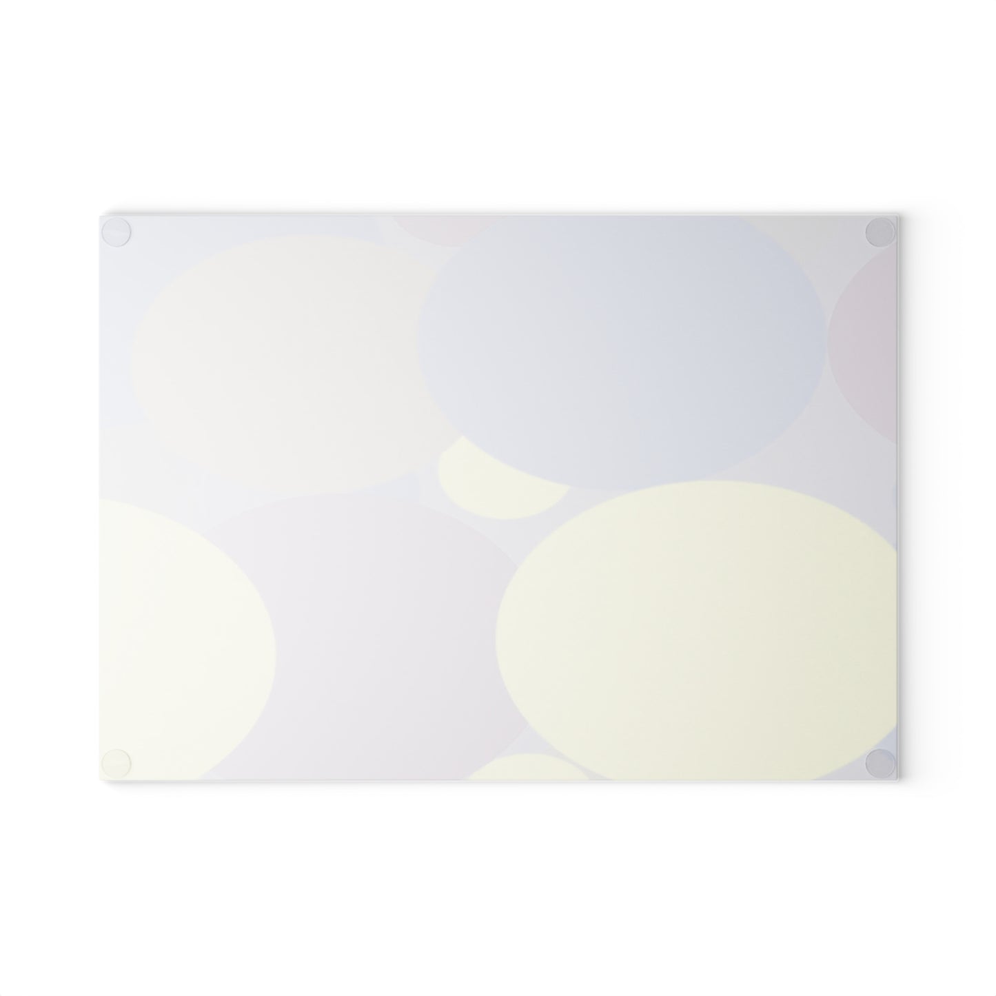 Pastel Soft Blue and Soft White Patches 8" x 11" Glass Cutting Board