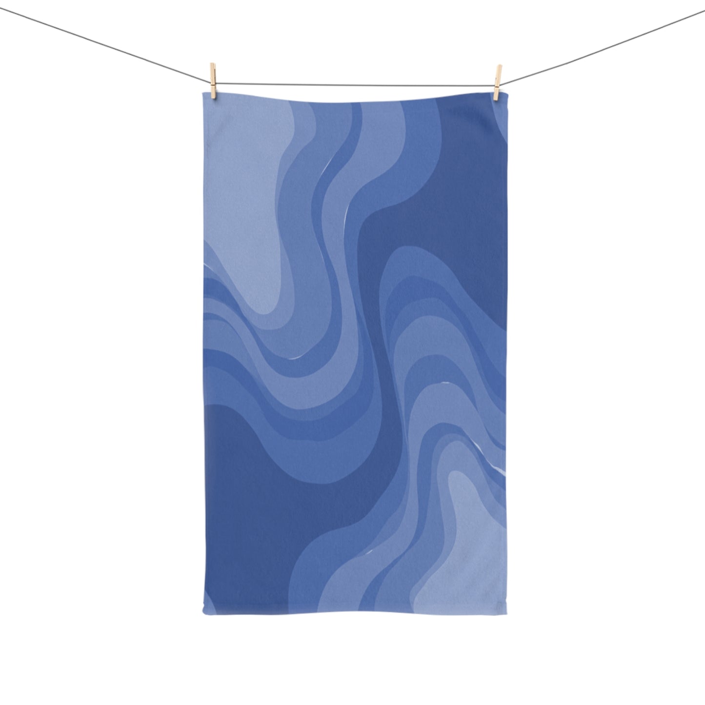 Deep Blue Wavey Hand Towel, 16" x 28"