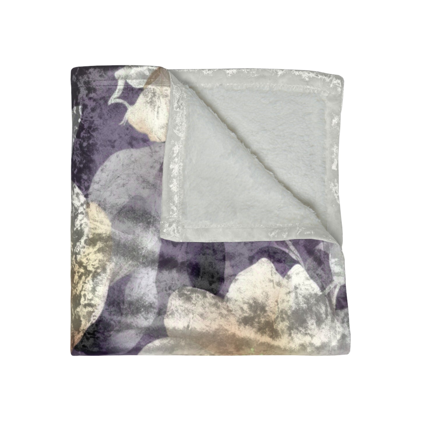 White Blush Floral Bunch Crushed Velvet Blanket, 50" x 60"