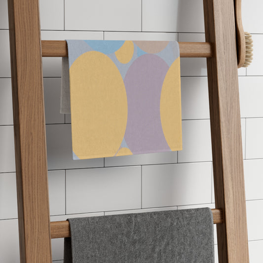 Pastel Baby Blue and Peach Patches Rally Towel, 11" x 18"