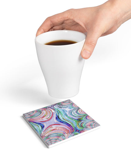 Uzi Spiral Pastels 4" x 4" Square Ceramic Coaster