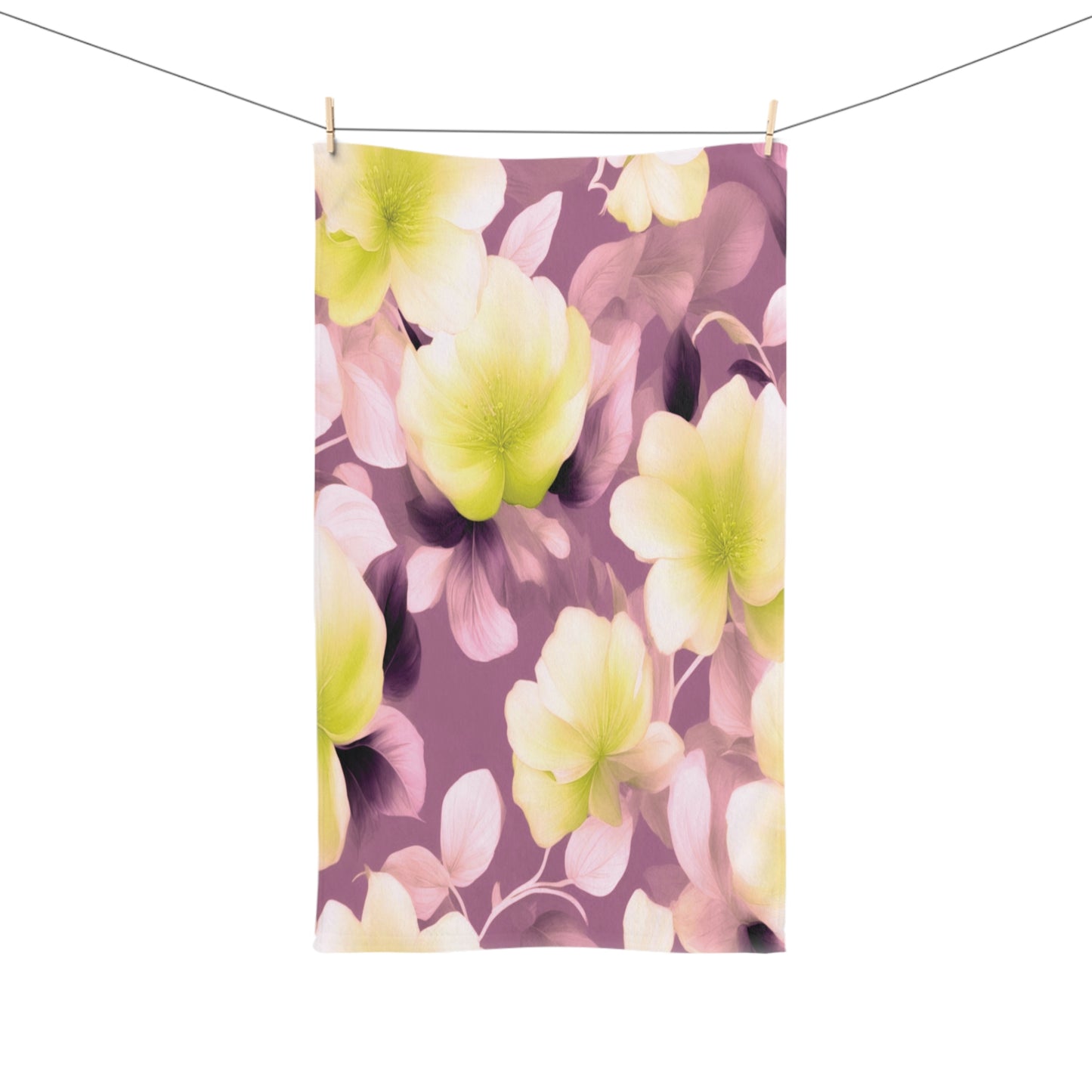 Lemon Blossom Floral Bunch Hand Towel, 16" x 28"
