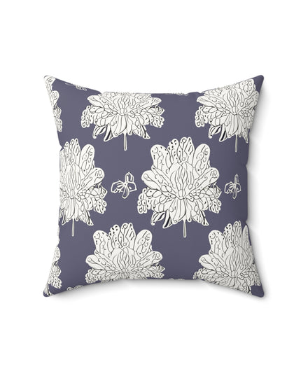 White Floral Butterflies 16" x 16" Faux Suede Square Pillow