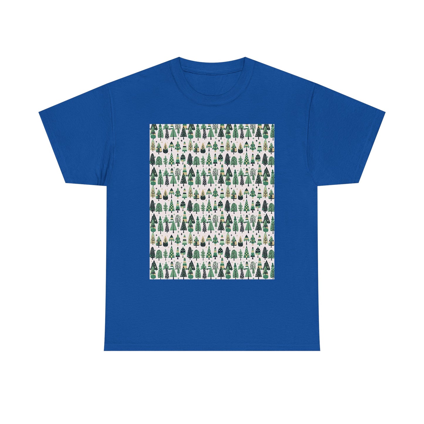 Mini Vintage Green Trees Unisex Heavy Cotton Tee, Small