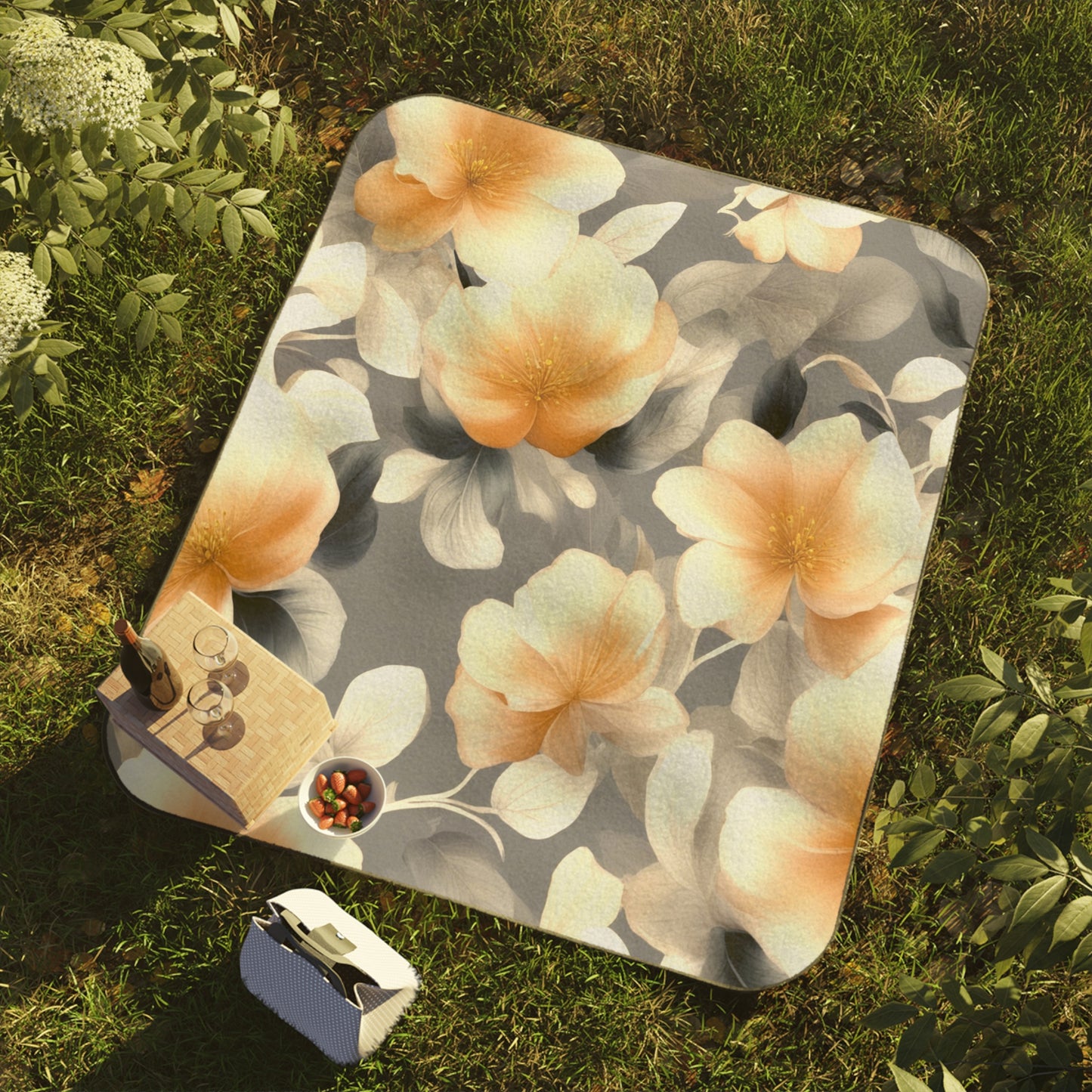 Soft Blossom Floral Bunch 61" × 51" Picnic Blanket