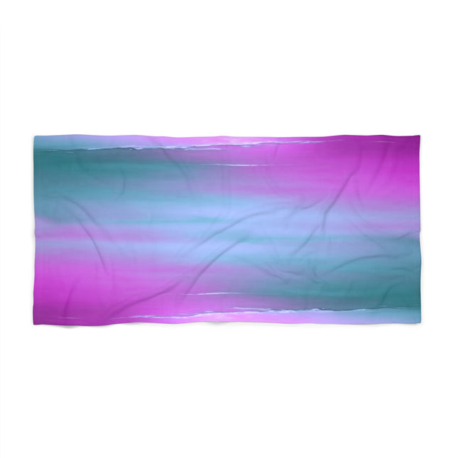 Dark Blue Green Sea Purple Fog Beach Towel, 30" x 60"