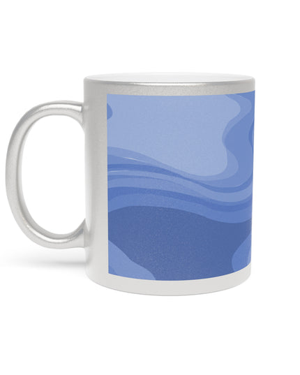 Deep Blue Wavey 11 oz Metallic Mug (Silver\Gold)