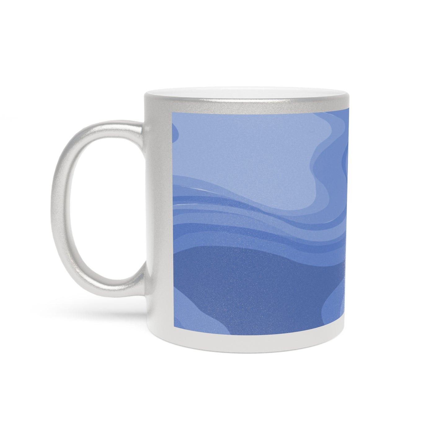 Deep Blue Wavey 11 oz Metallic Mug (Silver\Gold)