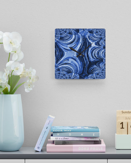 Uzi Spiral Deep Blue Acrylic Wall Clock, Round or Square, 10.75" x 10.75"