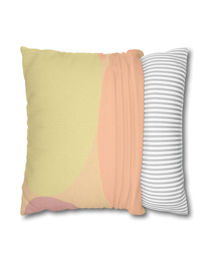 Pastel Hot Peach Patches Spun Polyester Square Pillowcase, 14" x 14"