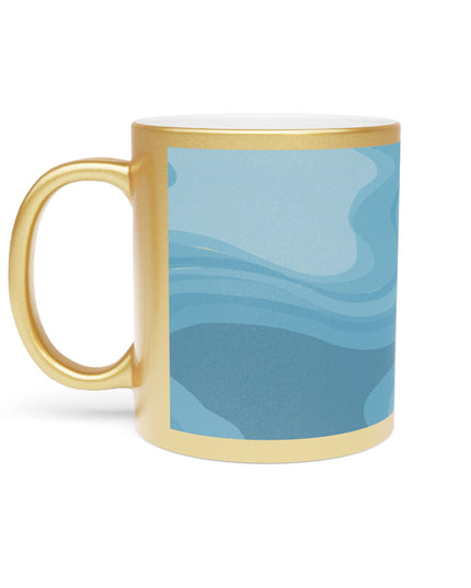 Sky Blue Wavey 11 oz Metallic Mug (Silver\Gold)