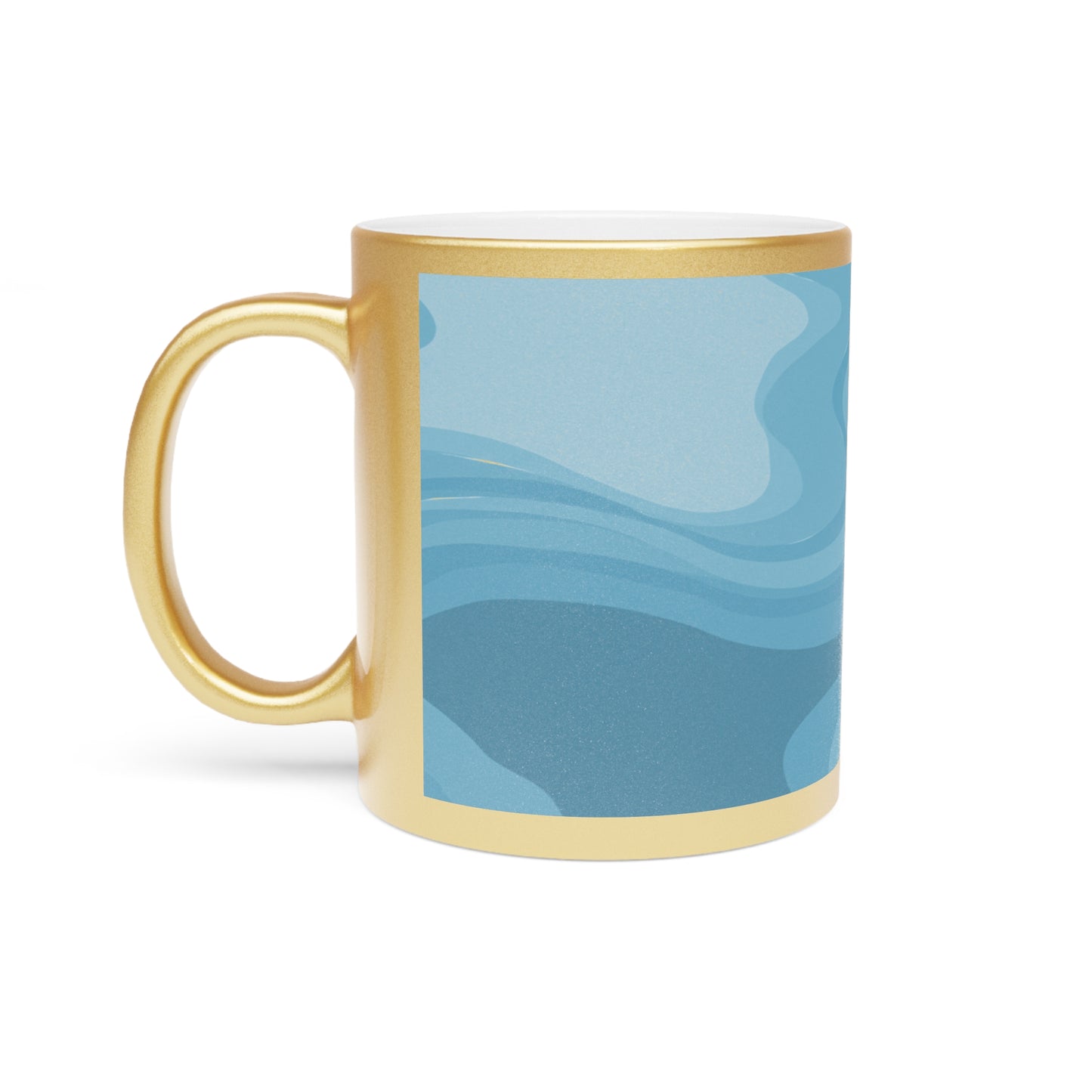 Sky Blue Wavey 11 oz Metallic Mug (Silver\Gold)